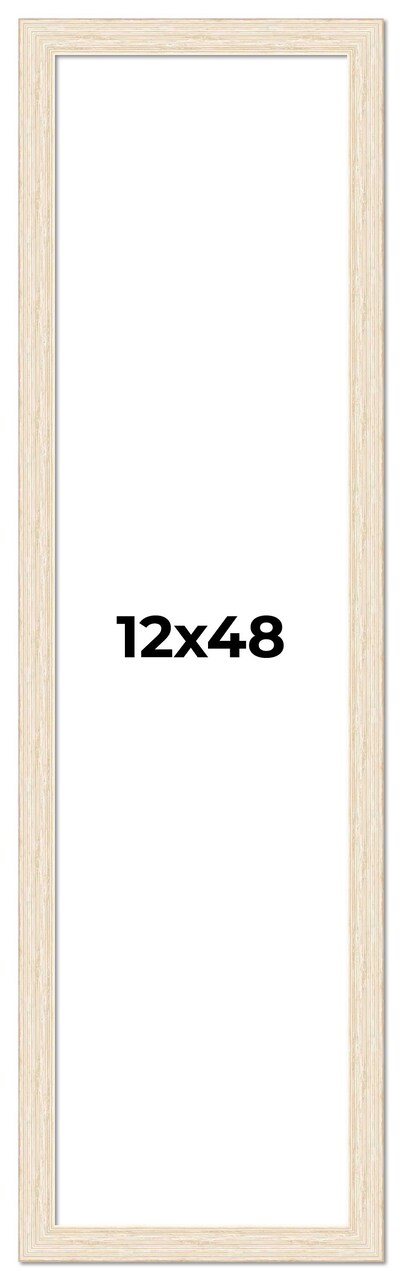 12x48 Wide Barnwood Picture Frame with UV-Resistant Acrylic & Acid Free Backing, Available in 6 Paint Finishes - Grey, Brown, White, and Black